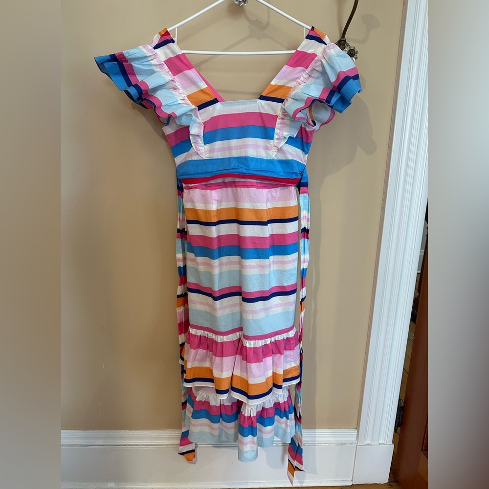Women’s' Multi-Color Striped Ruffle Dress - Picture 2 of 10
